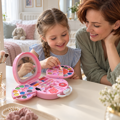 Kids’ Washable Princess Makeup Set with Nail Polish & Storage Box