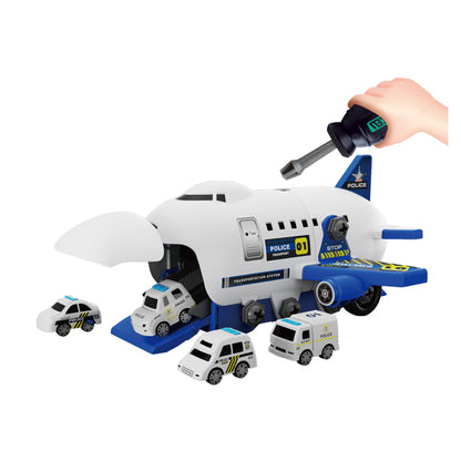 DIY Airplane Transport Truck Playset with Construction Vehicles