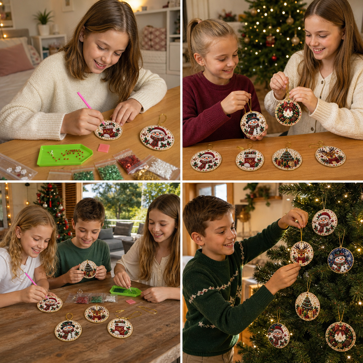 DIY Christmas Wooden Ornament Diamond Painting Kit