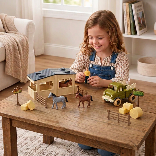 DIY Take-Apart Farm Truck & Horse Stable Play Set for Kids