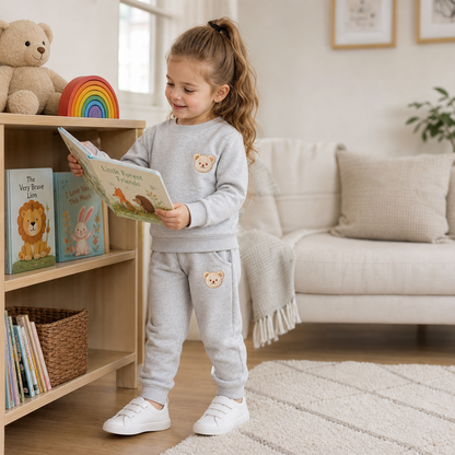 Baby Outfit with Embroidered Bear Sweatshirt & Matching Sweatpants