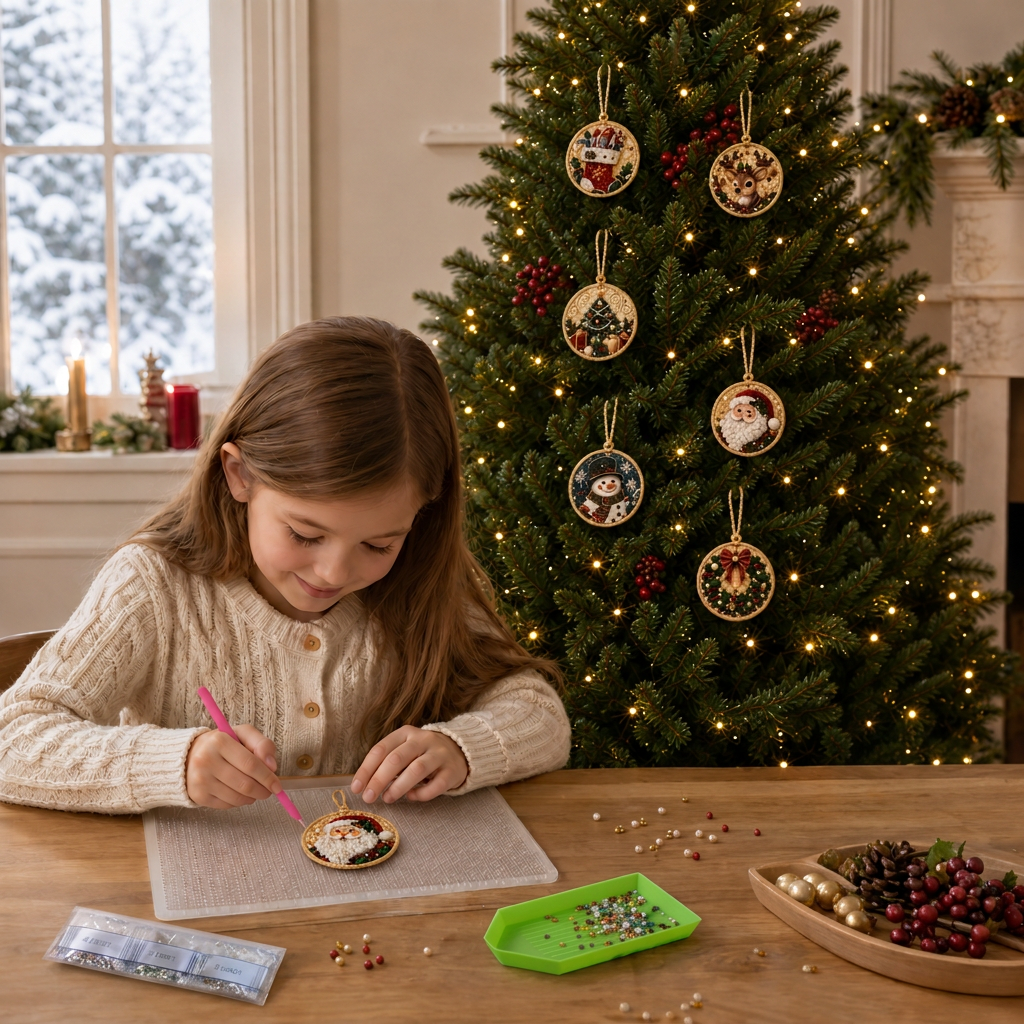 DIY Christmas Diamond Painting Ornament Kit – Festive Tree Hanging Decorations