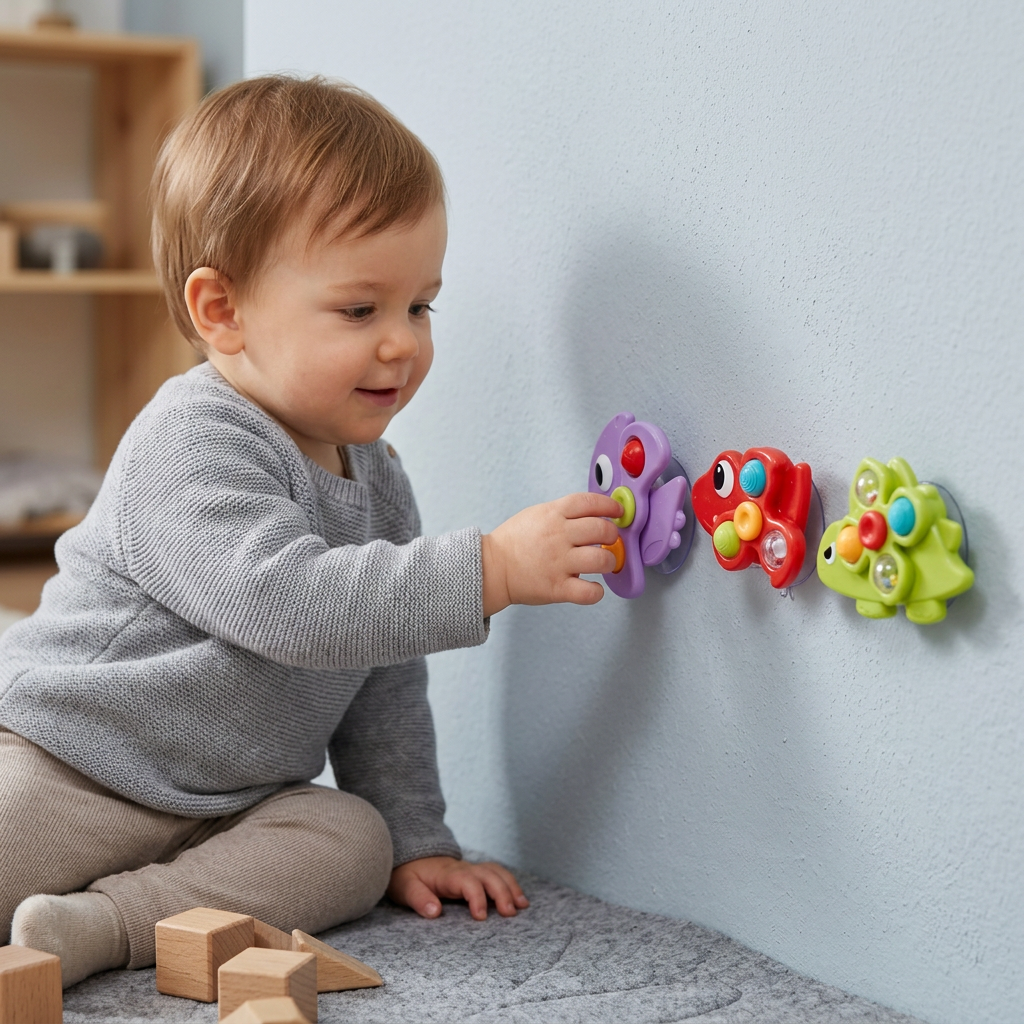 Dinosaur Suction Cup Spinner Toy for Babies & Toddlers Set of 3