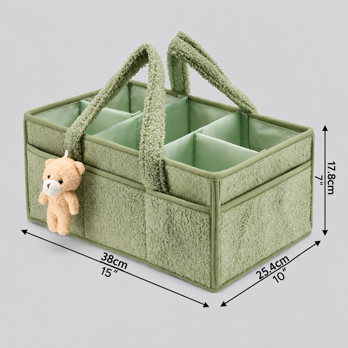 Plush Sherpa Baby Diaper Caddy – Storage Basket for Nursery & Changing Table