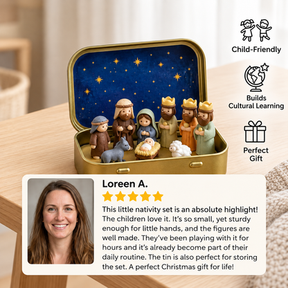 Mini Nativity Scene in a Box – Hand-Painted Christmas Figurine Set