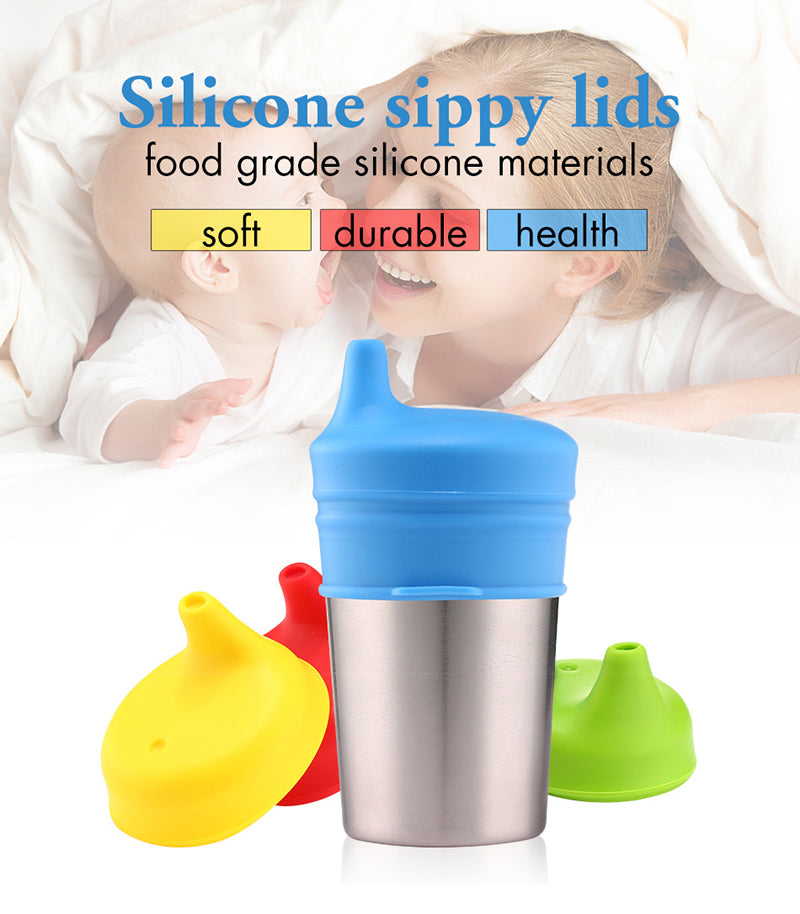 BPA-Free Spillproof Silicone Sippy Cup Lids with Straw