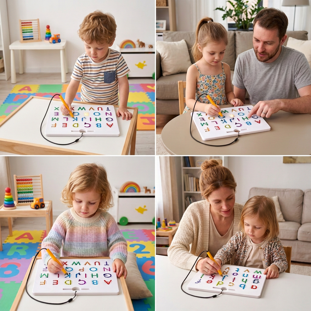 2-in-1 Magnetic Letter Tracing Board for Uppercase & Lowercase Writing Practice
