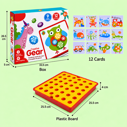 Creative Gear Puzzle Board Travel Box with Activity Cards for Kids