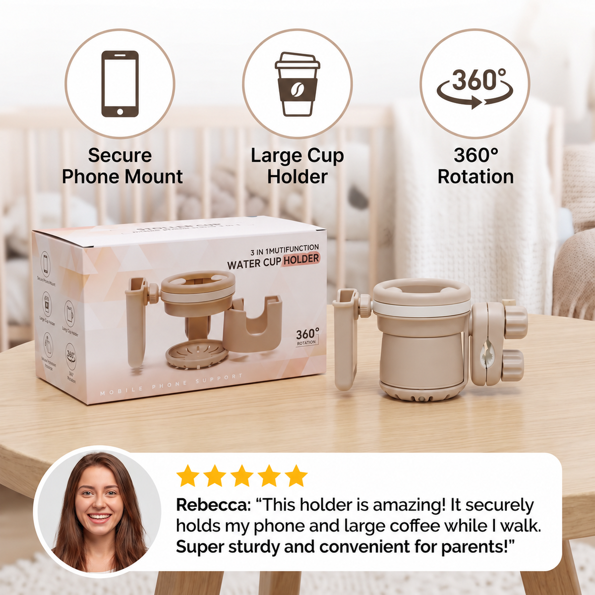 3-in-1 Baby Stroller Cup & Phone Holder