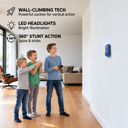 Remote Control Wall-Climbing Car with LED Lights
