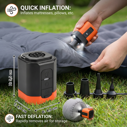 Portable Mini Air Pump with LED Light – Fast Inflate & Deflate