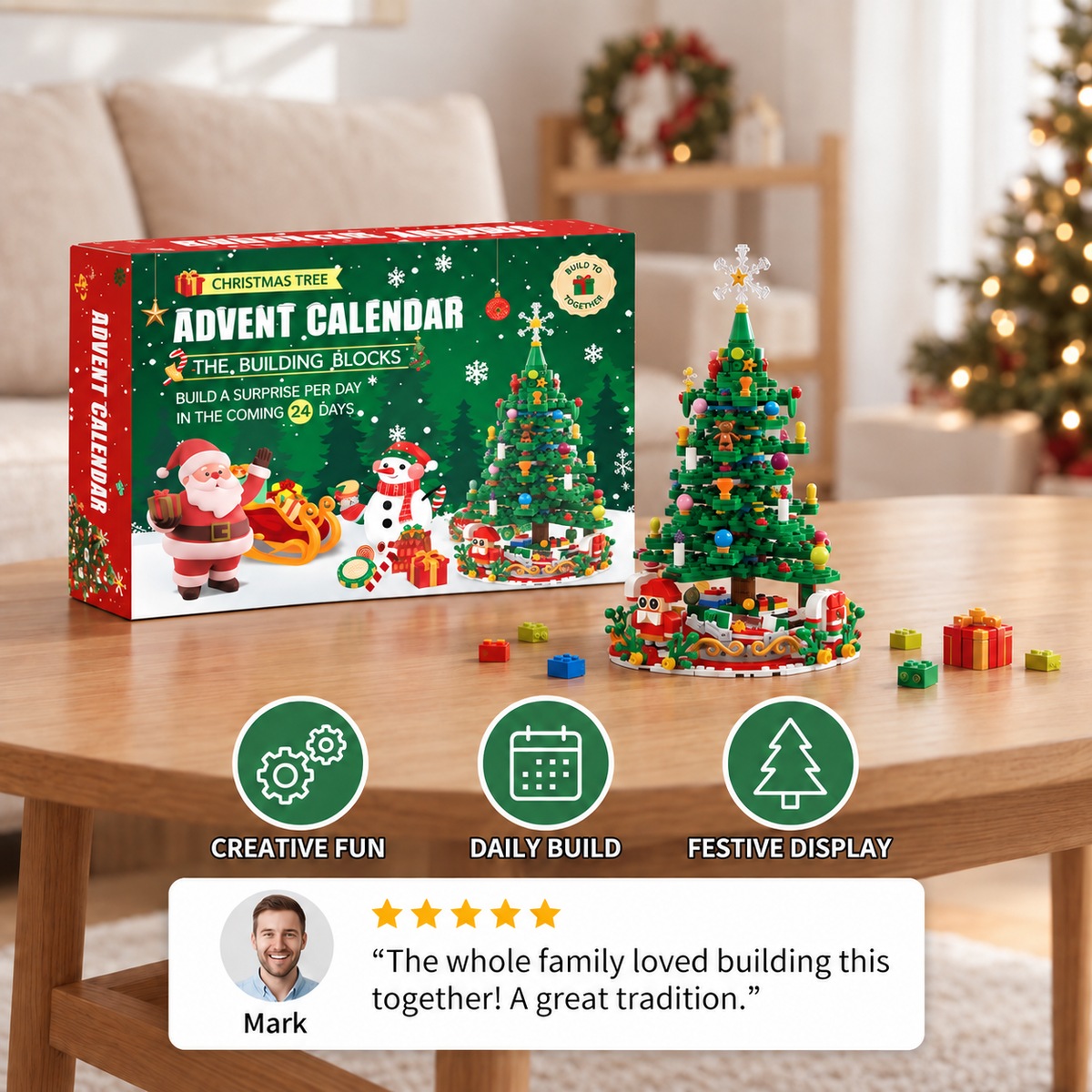Christmas Tree Building Blocks Advent Calendar for Kids