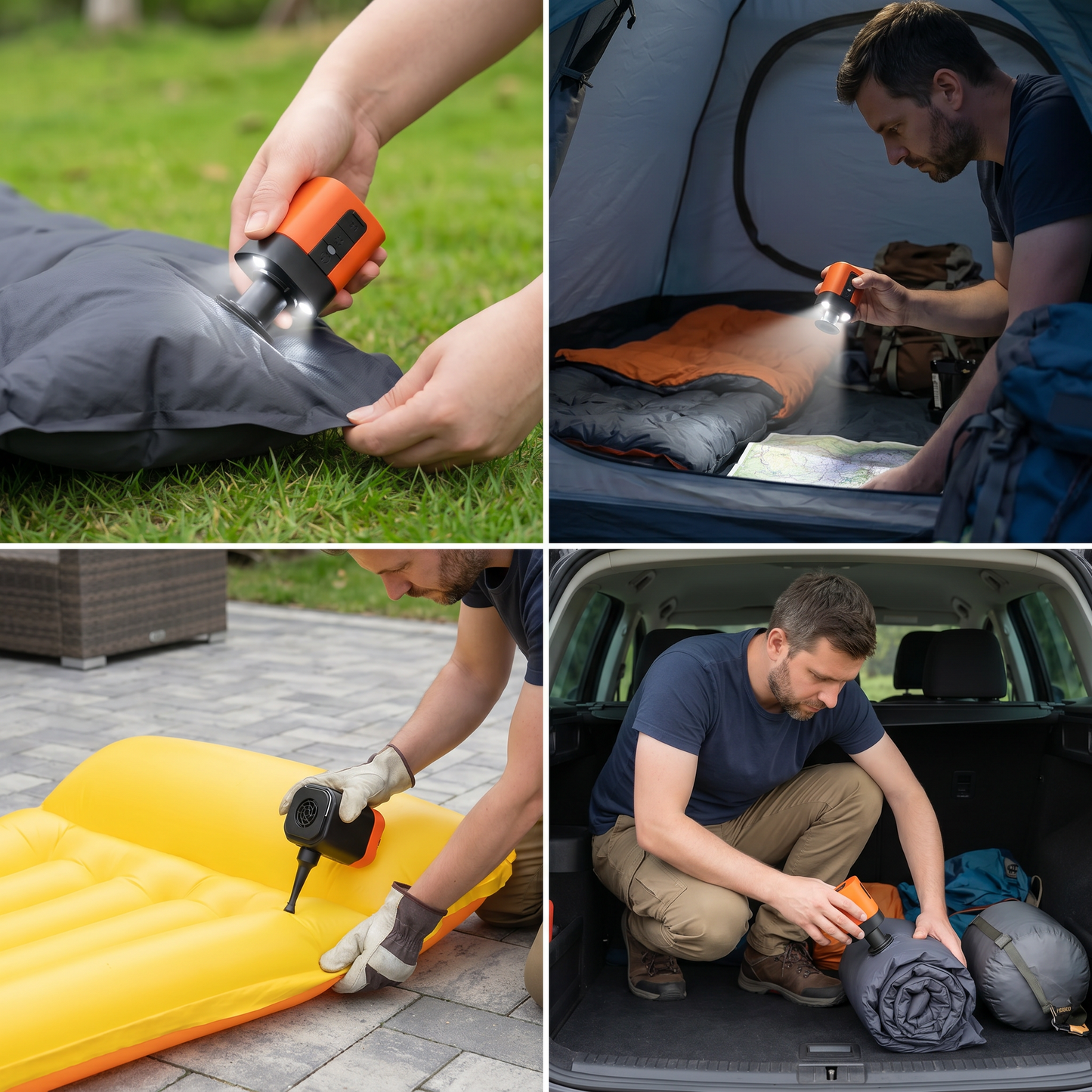 Portable Mini Air Pump with LED Light – Fast Inflate & Deflate