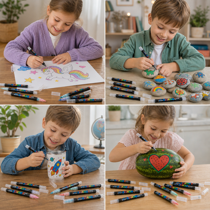 Dual-Tip Acrylic Paint Marker Set with Fine & Brush Tips