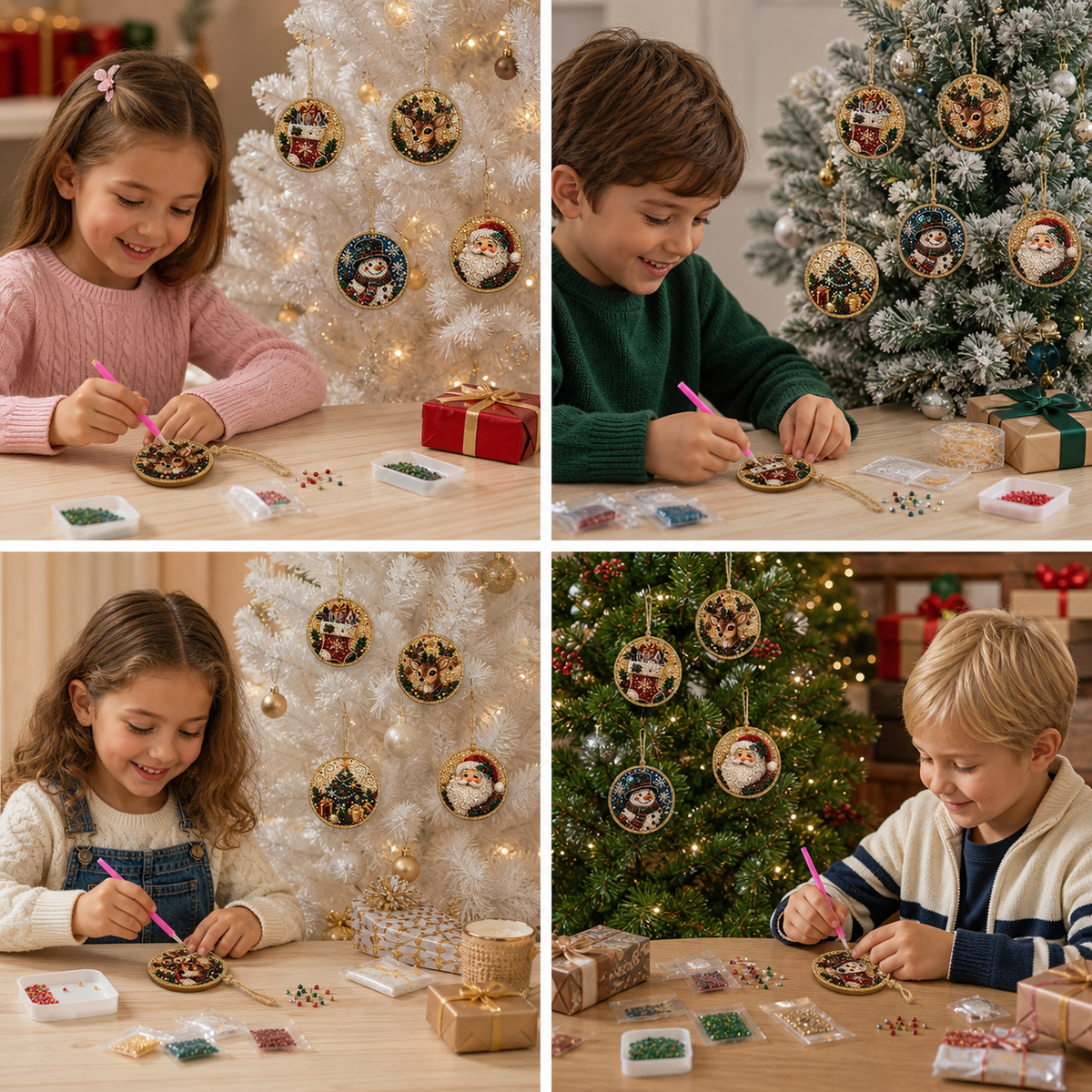 DIY Christmas Diamond Painting Ornament Kit – Festive Tree Hanging Decorations