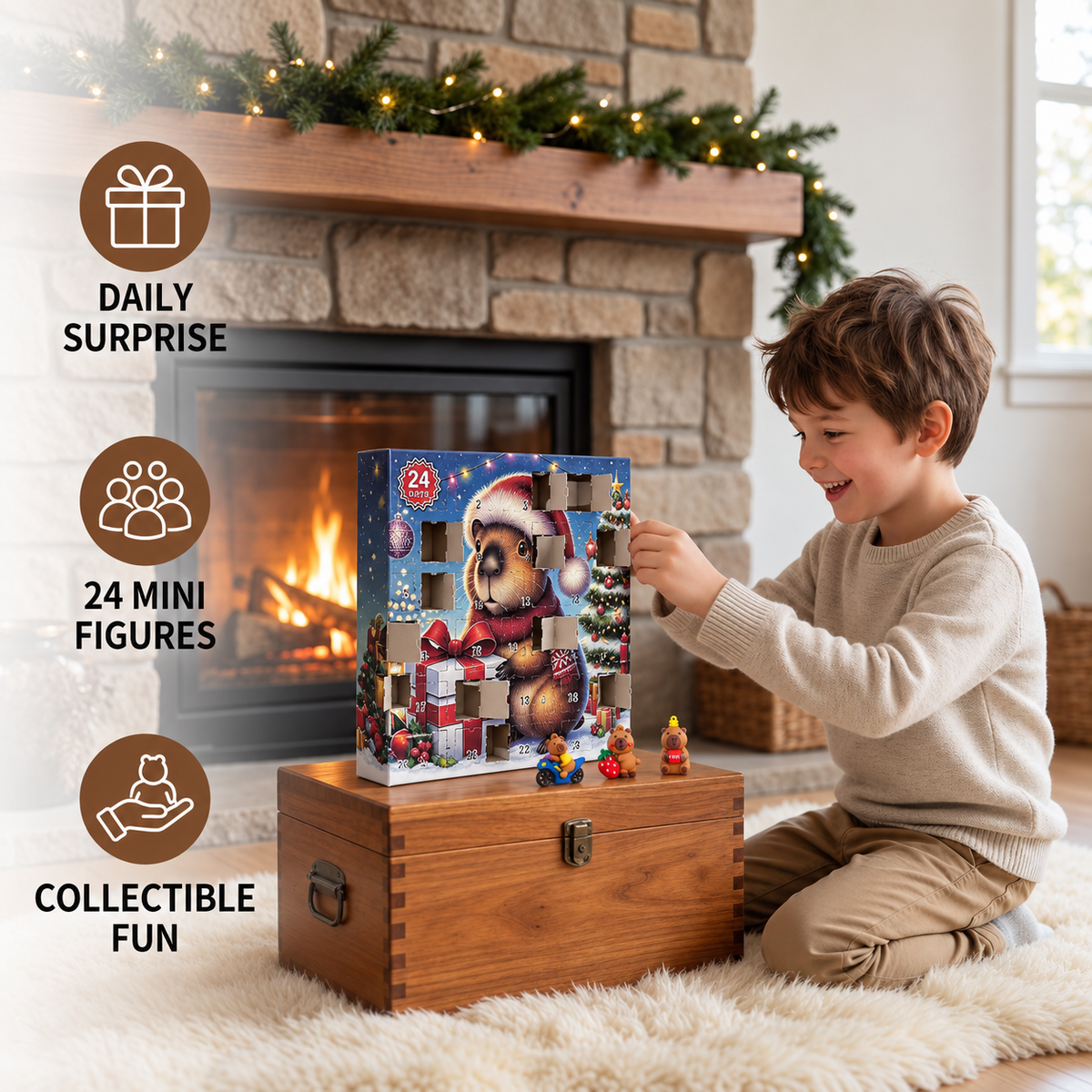 24-Day Capybara Christmas Advent Calendar - 24 Cute Mini Figures