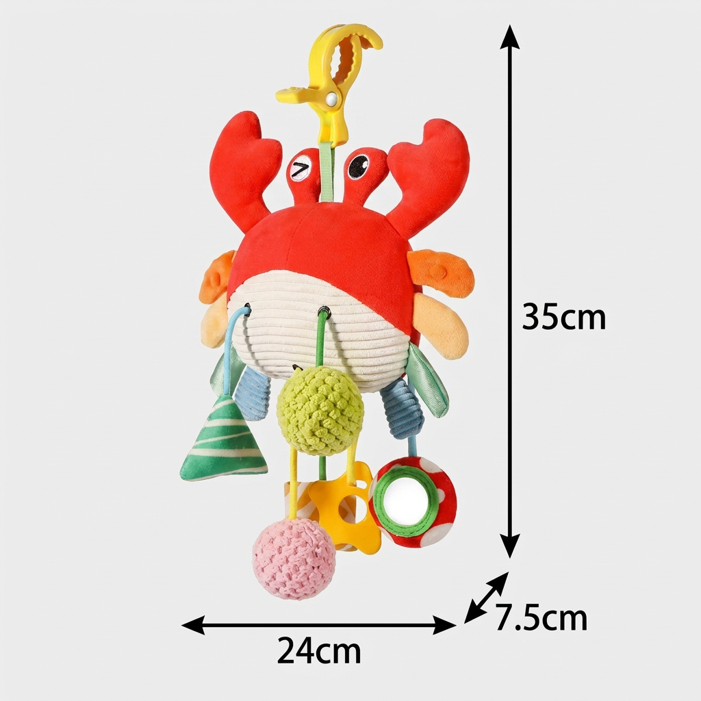 Crab Activity Toy with Pull Cord, Rattle & Teether for Babies