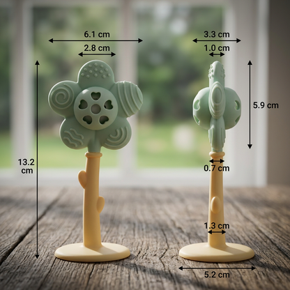 2-in-1 Sunflower Baby Teether & Rattle with Suction Base