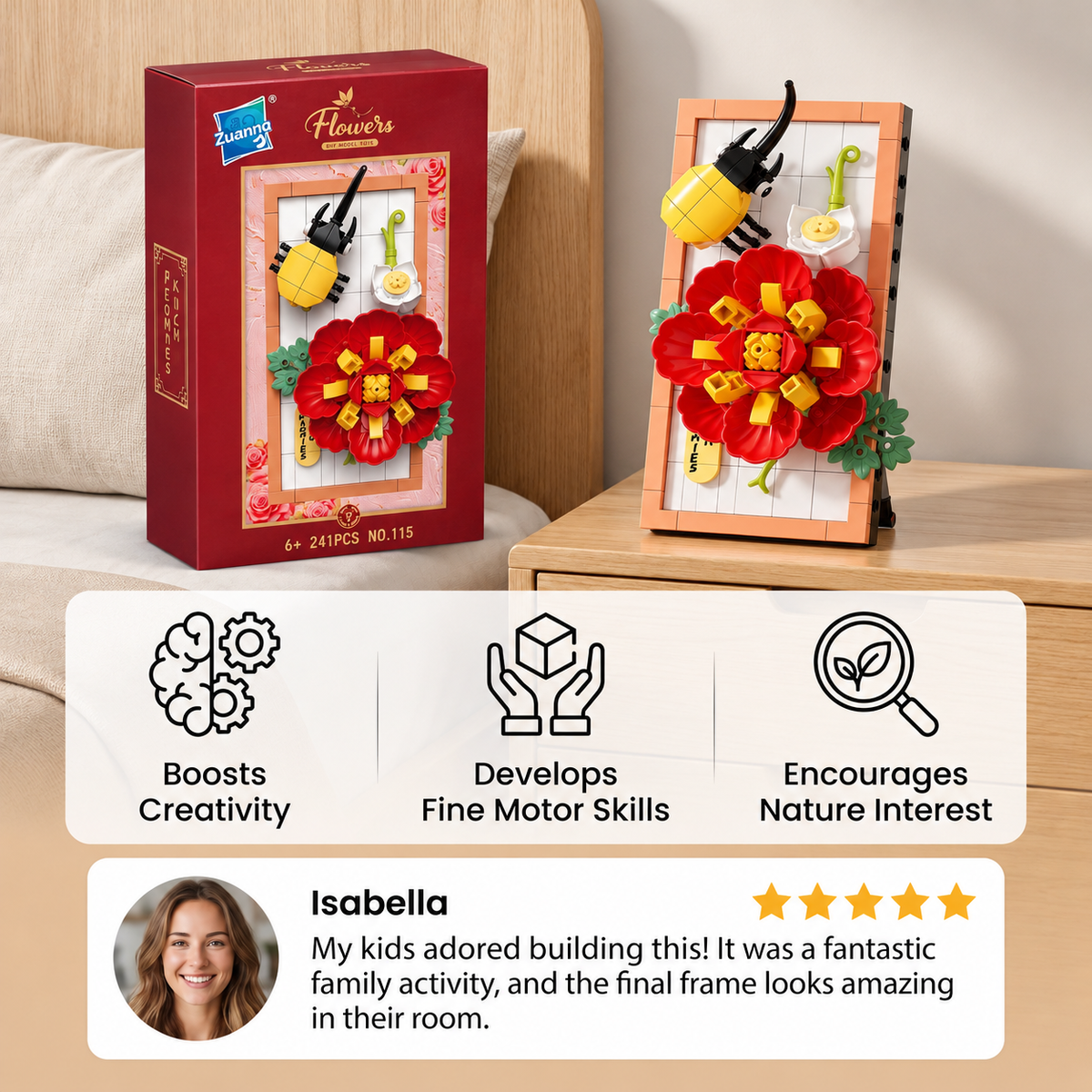 DIY 3D Nature Frame Building Blocks Set – Flowers & Insects