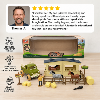 DIY Take-Apart Farm Truck & Horse Stable Play Set for Kids