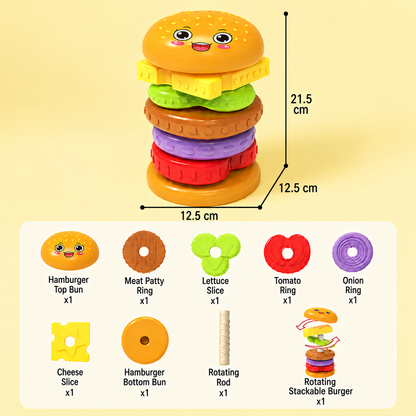 Interactive Rotating Burger Stacking Puzzle