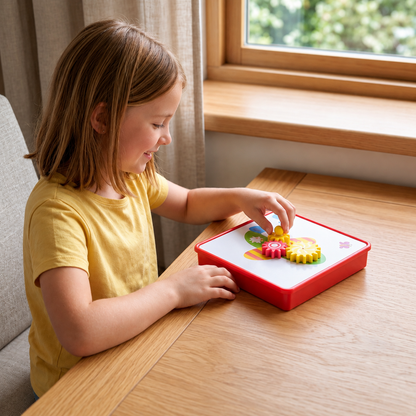 Creative Gear Puzzle Board Travel Box with Activity Cards for Kids