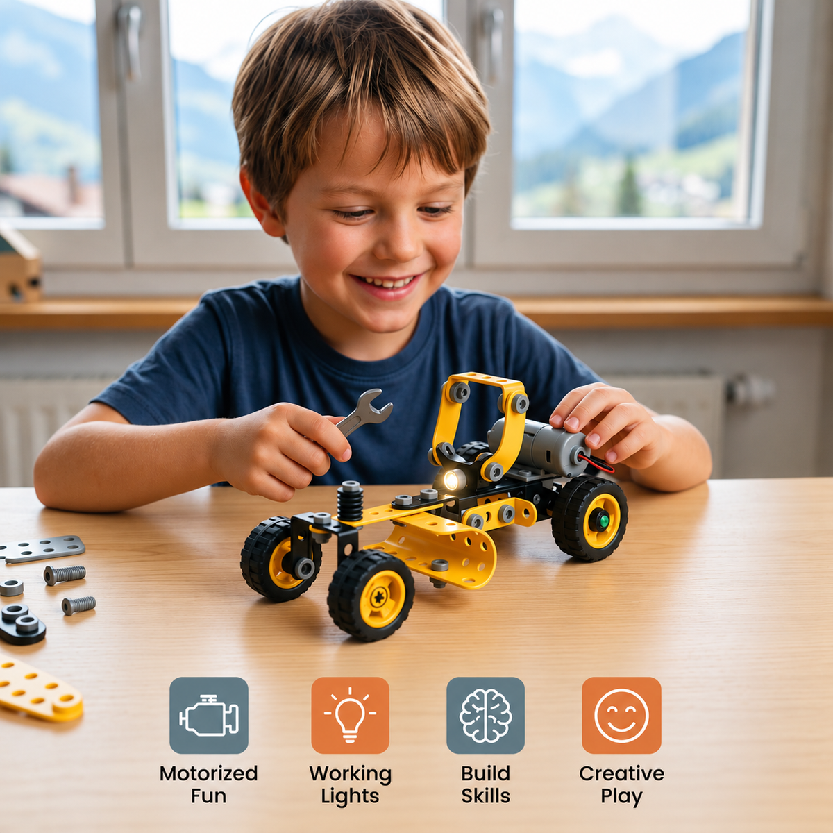 10-in-1 Creative Electric Construction Truck Building Set for Kids