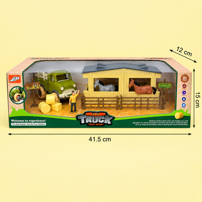 DIY Take-Apart Farm Truck & Horse Stable Play Set for Kids