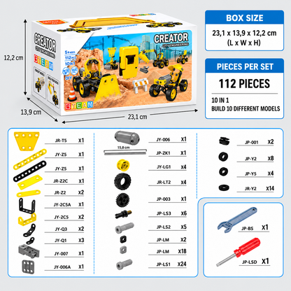 10-in-1 Creative Electric Construction Truck Building Set for Kids