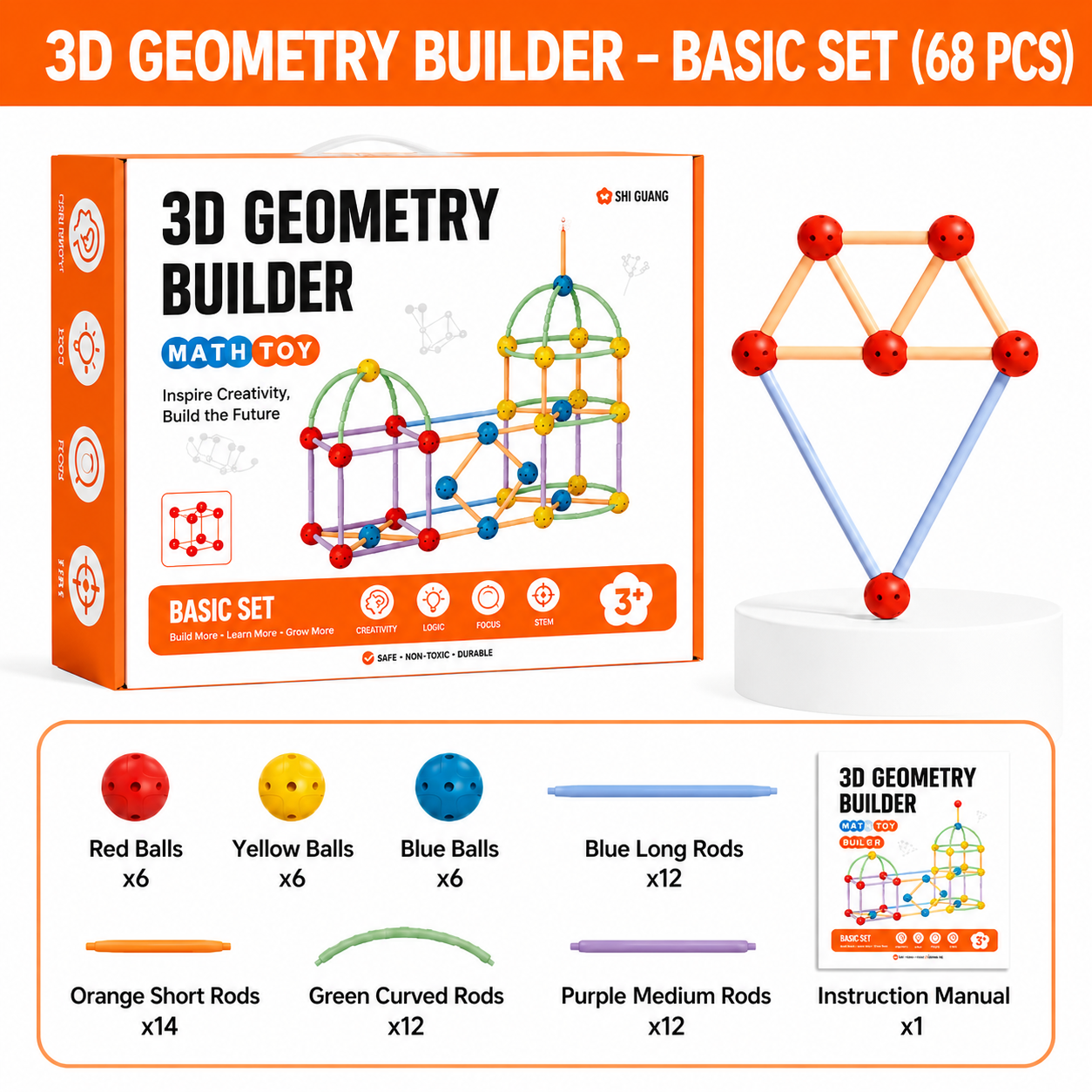 3D Geometry Building Kit – Educational Construction & Spatial Learning Toy