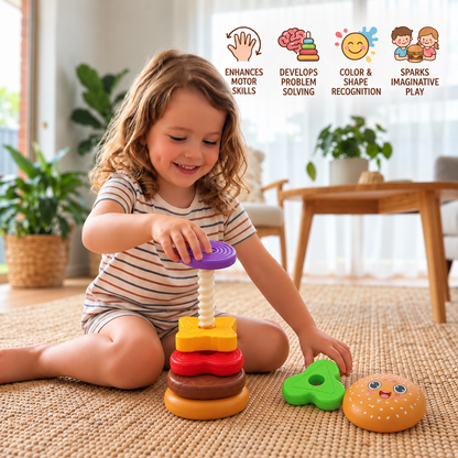 Interactive Rotating Burger Stacking Puzzle