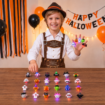 24-Pack Flashing LED Halloween Rings for Kids’ Party Favors & Treat Bags