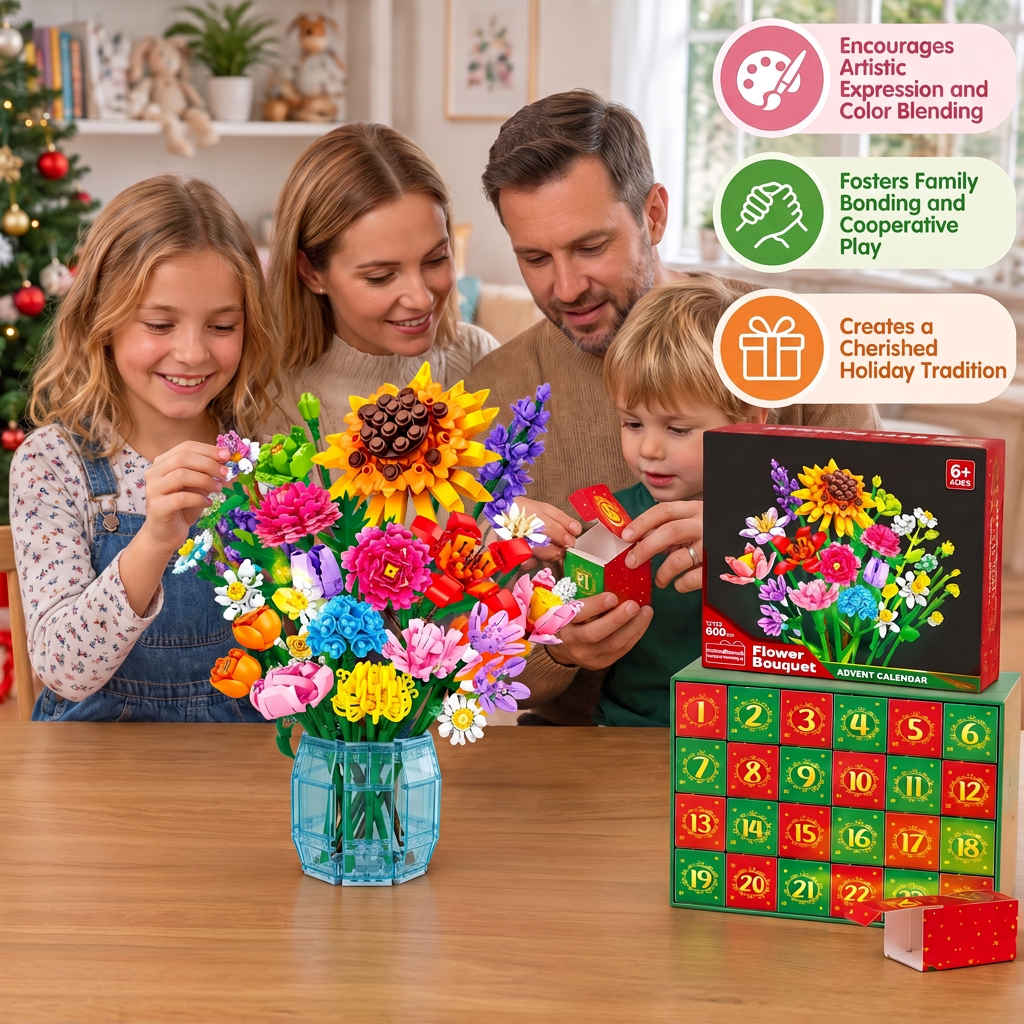 Christmas Building Block Flower Bouquet Advent Calendar