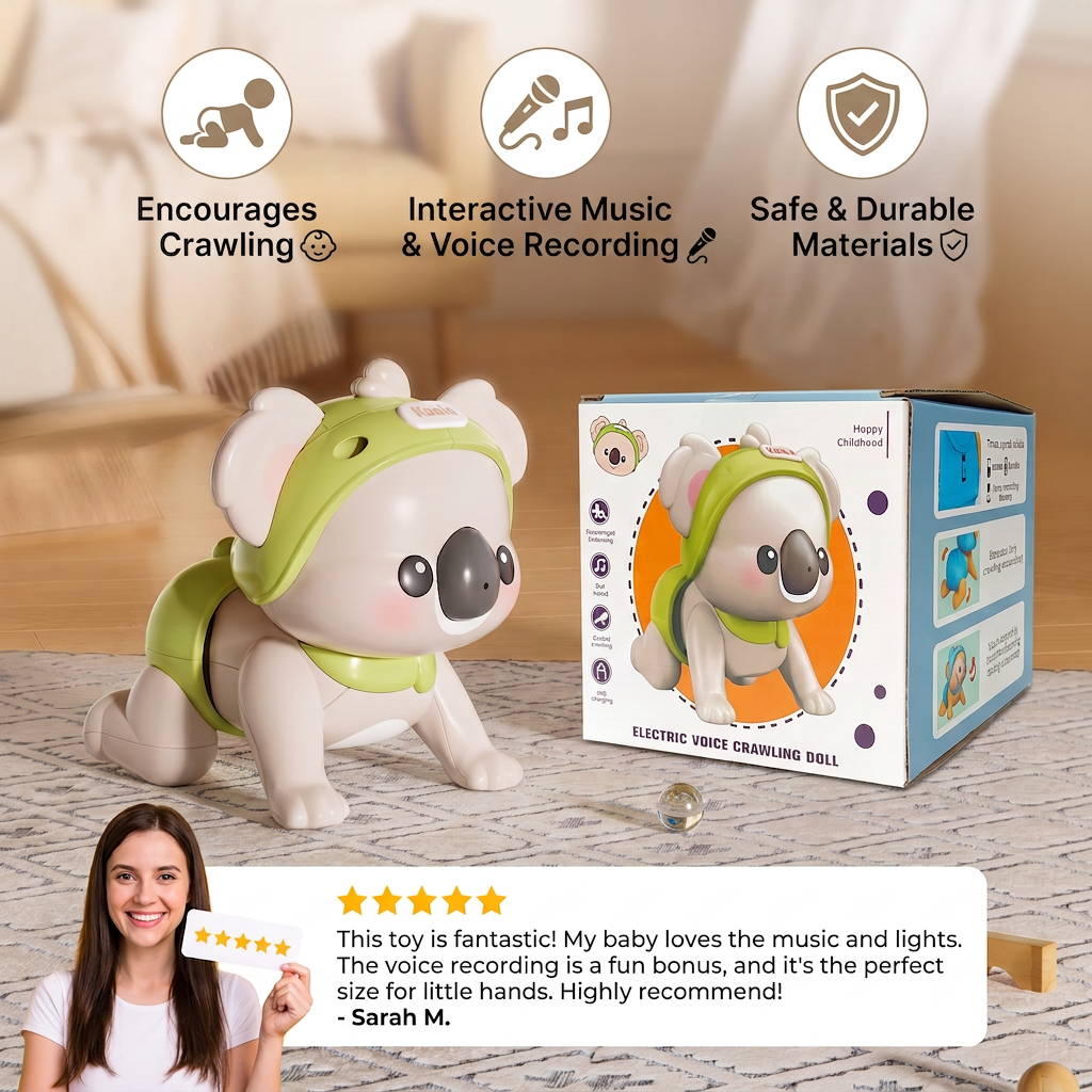 Interactive Crawling Baby Toy with Music & Voice Recording