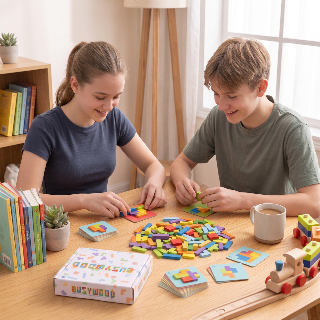 Wooden  Shape Matching Puzzle Family Game