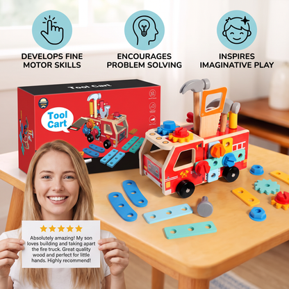 Montessori Wooden Firefighter Tool Box & Building Set