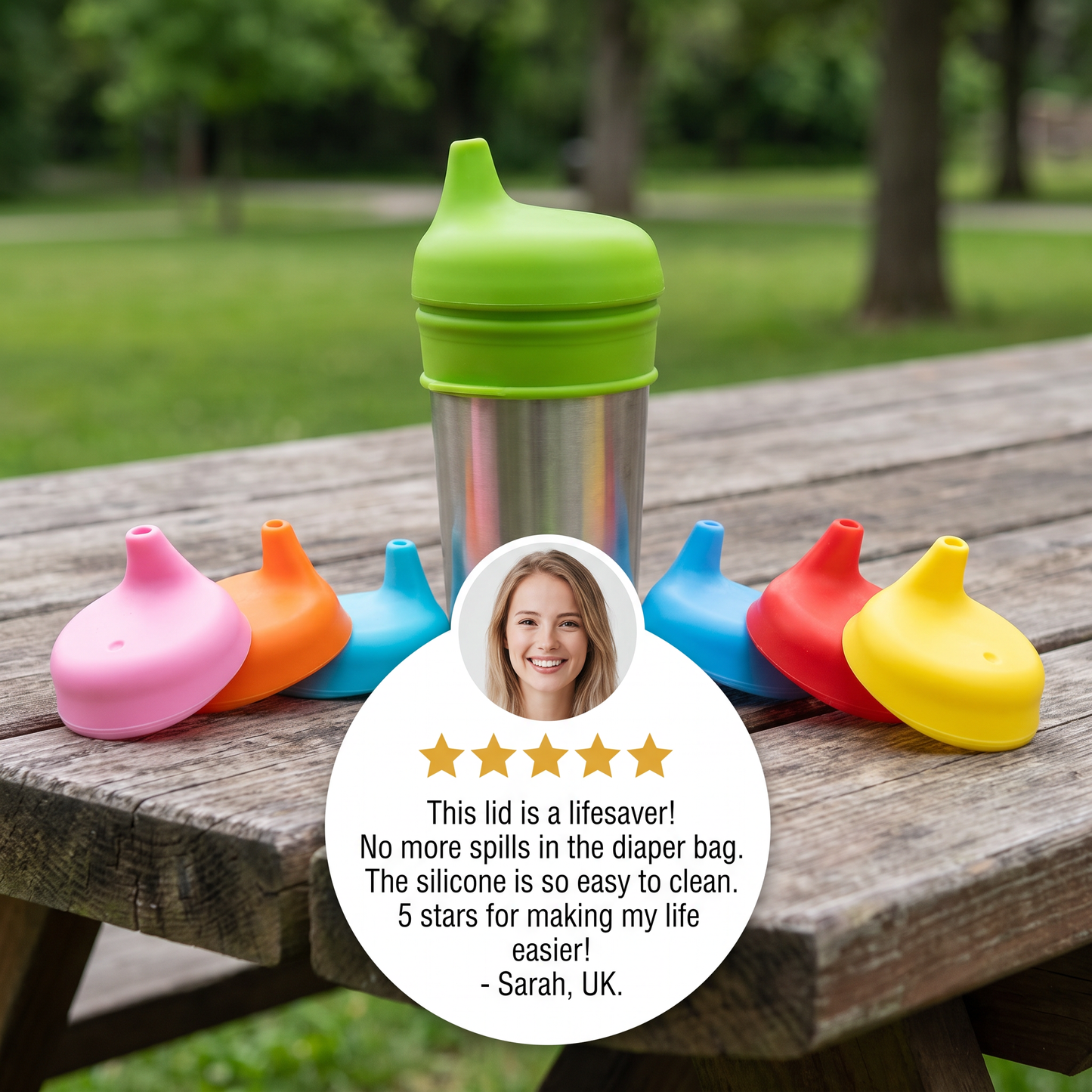 BPA-Free Spillproof Silicone Sippy Cup Lids with Straw
