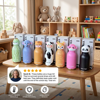 Cute Cartoon Animal Insulated Stainless Steel Straw Cup – 480ml