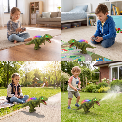 Remote Control Walking T-Rex – RC Dinosaur with Spray Mist, Lights & Sound