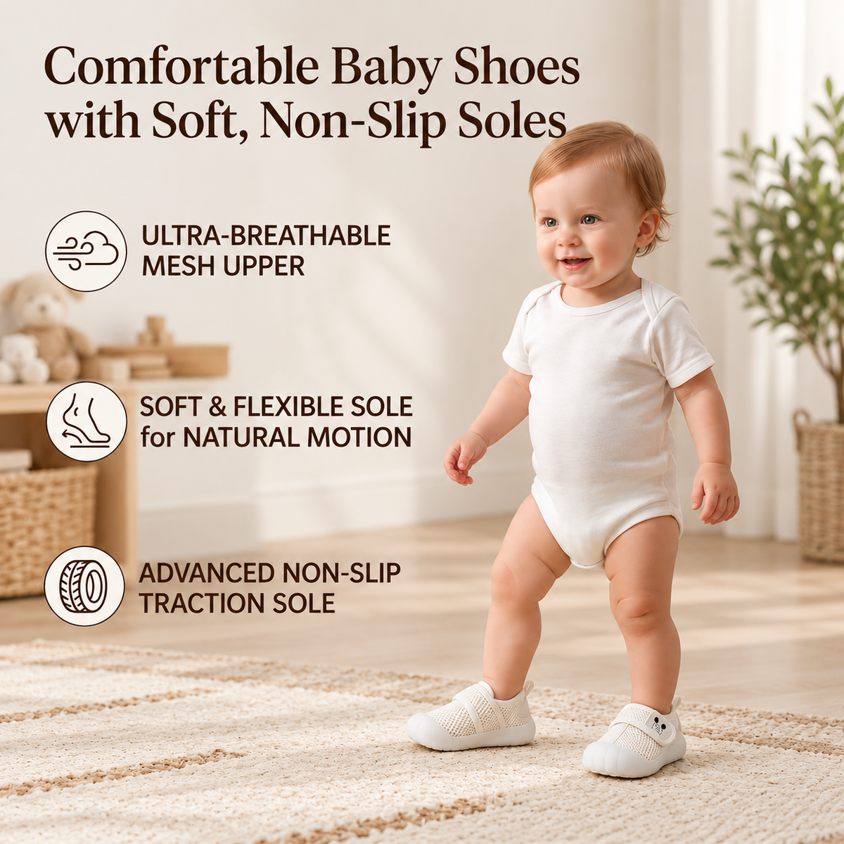 Comfortable Baby Shoes with Soft, Non-Slip Soles