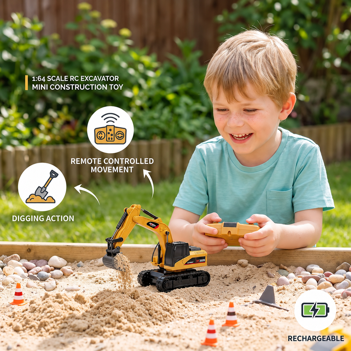 1:64 Scale RC Construction Vehicles – Forklift, Excavator, Dump Truck & Bulldozer