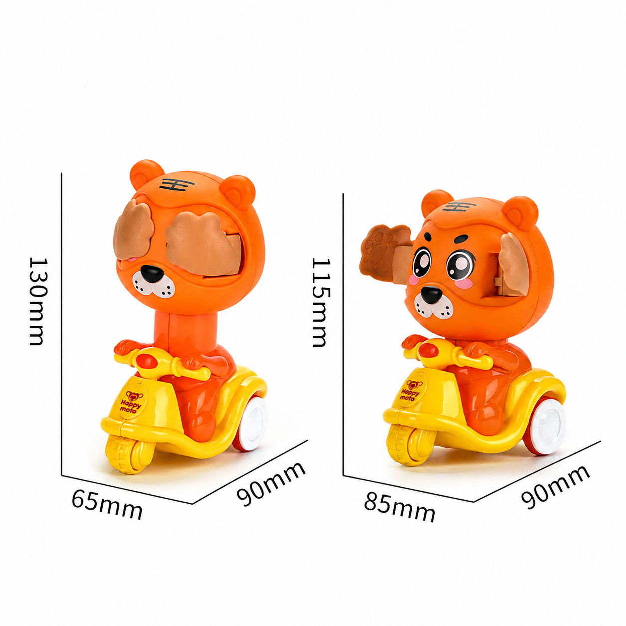 Press & Go Animal Motorcycle Toy – Cute Hide-and-Seek Character Car