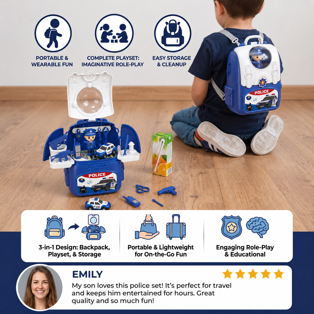 3-in-1 Backpack Playset for on the Go