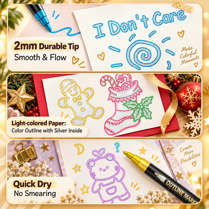 Outline Shimmer & Metallic Glitter Marker Set