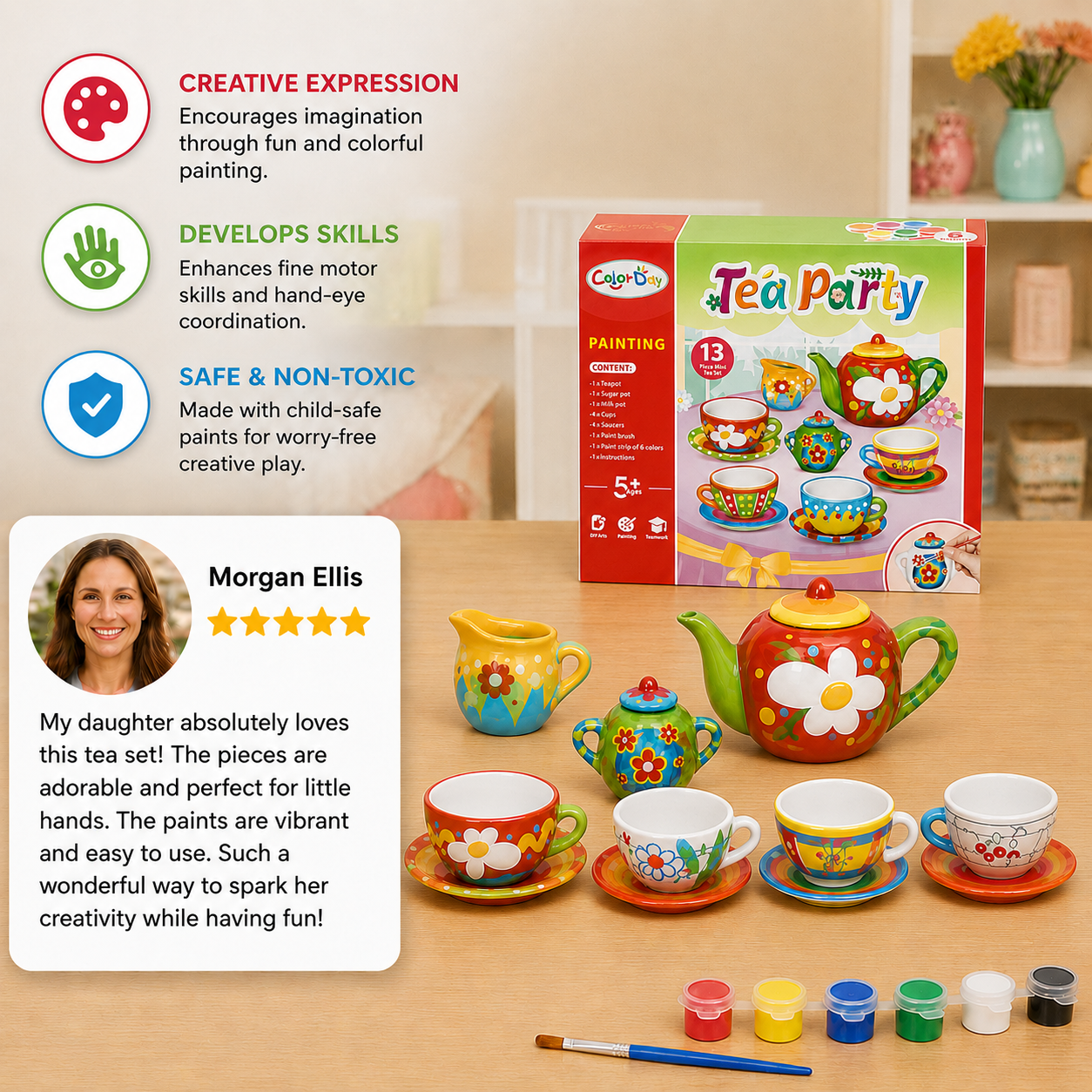 DIY Ceramic Tea Set Painting Kit for Kids