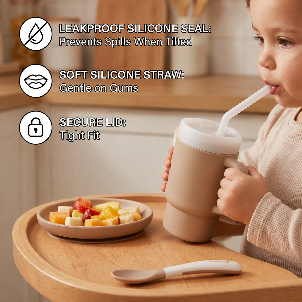 Leakproof Silicone Toddler Straw Cup