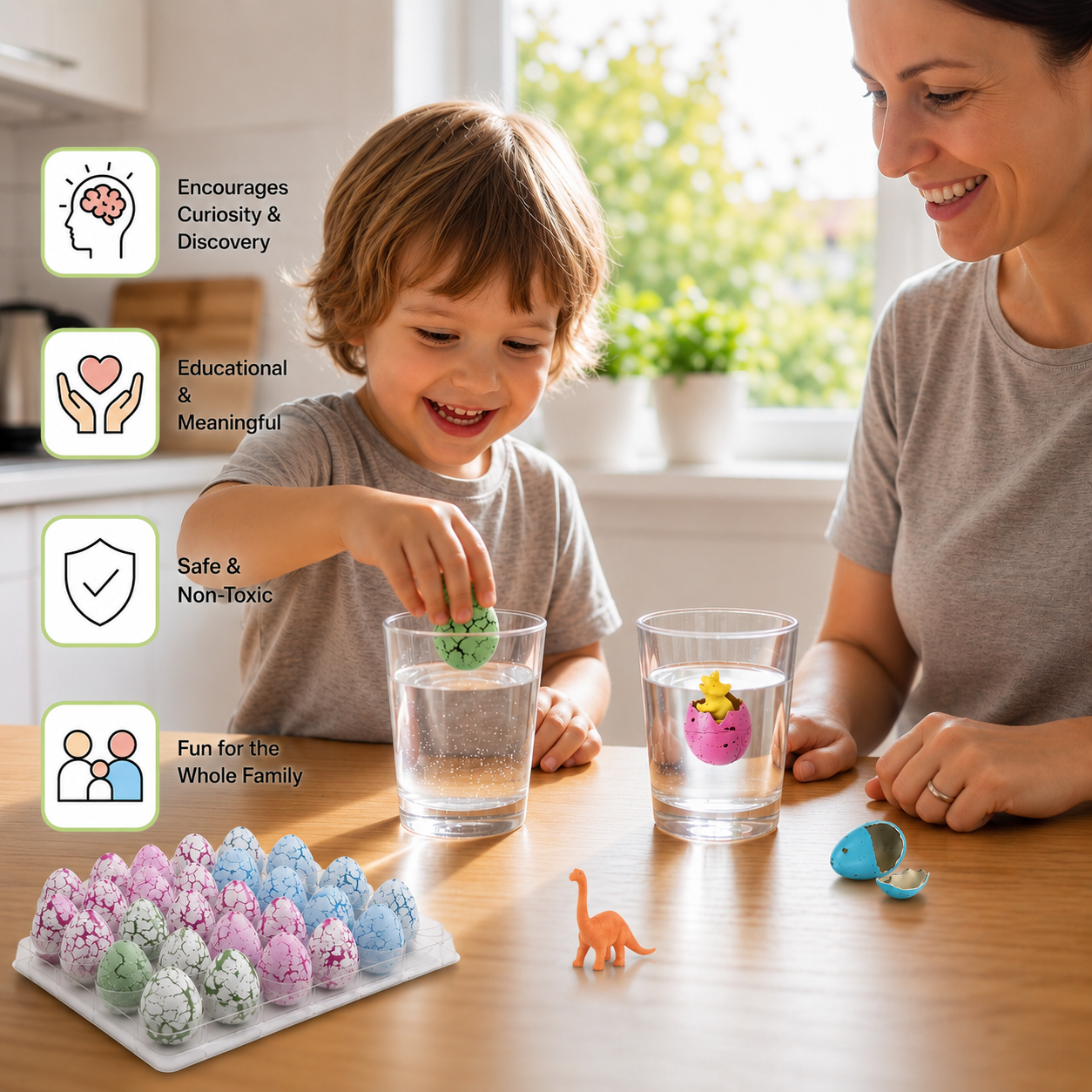 Hatching Dinosaur Egg Kit – Grow-in-Water Dino Eggs with Surprise Toys