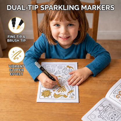 Glitter Brush Marker Set – Dual-Tip Sparkling Art Markers