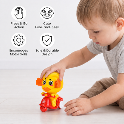 Press & Go Animal Motorcycle Toy – Cute Hide-and-Seek Character Car