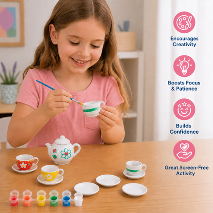 DIY Ceramic Tea Set Painting Kit for Kids